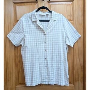 Cathy Daniels Women's XL Gingham Button-Down Front Short Sleeves Collared